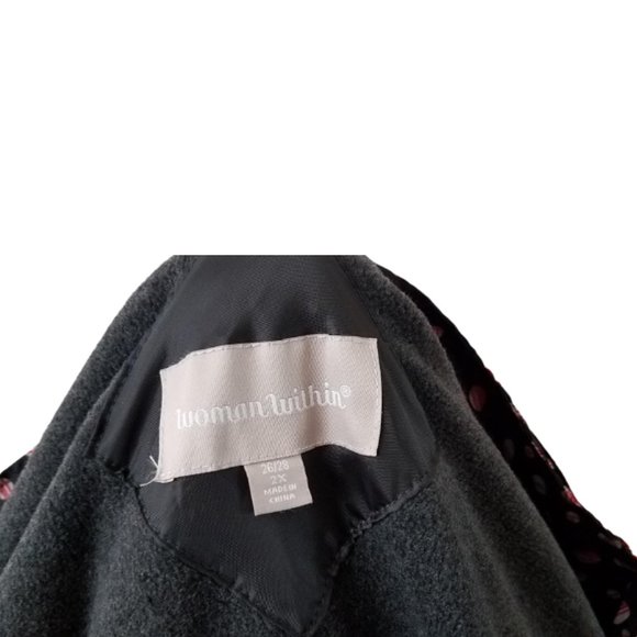 WOMAN WITHIN Black & Red Hooded Zip Coat Jacket Women's 2X 26/28 - Picture 6 of 9